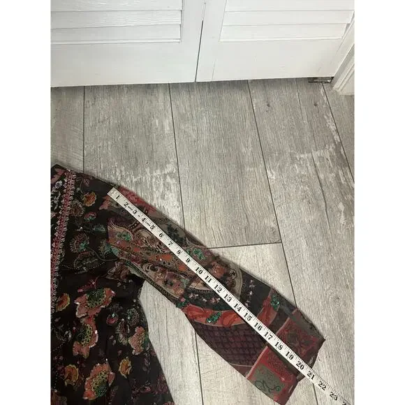 Soft Surroundings Embroidered Beaded Icon Asteria Tunic Sheer Boho Chic Flow SP - Picture 12 of 14